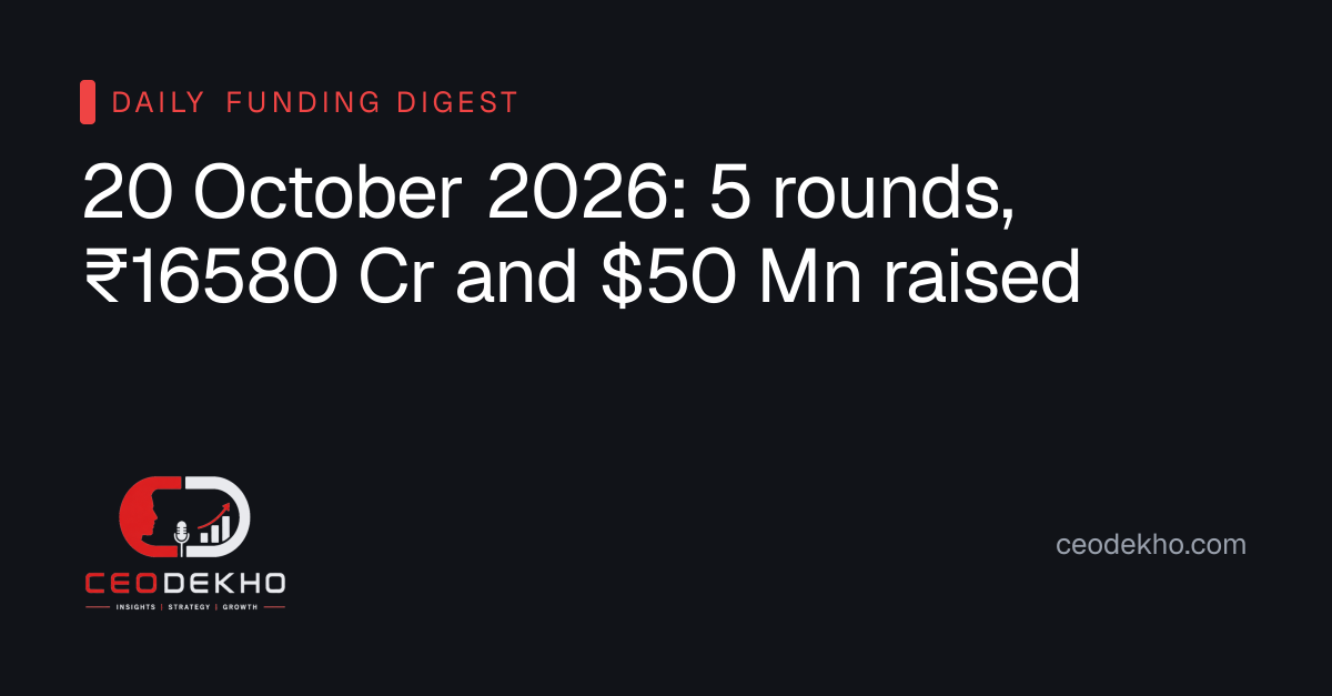 Startup funding today: Even Healthcare raises $50 Mn, Jio raises ₹8110 Cr · 20 October 2026